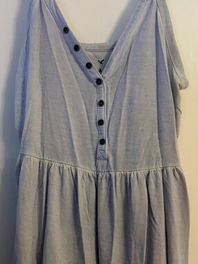 American Eagle Baby Blue Button-Front Sleeveless Tank Top Light Weight Summer T1